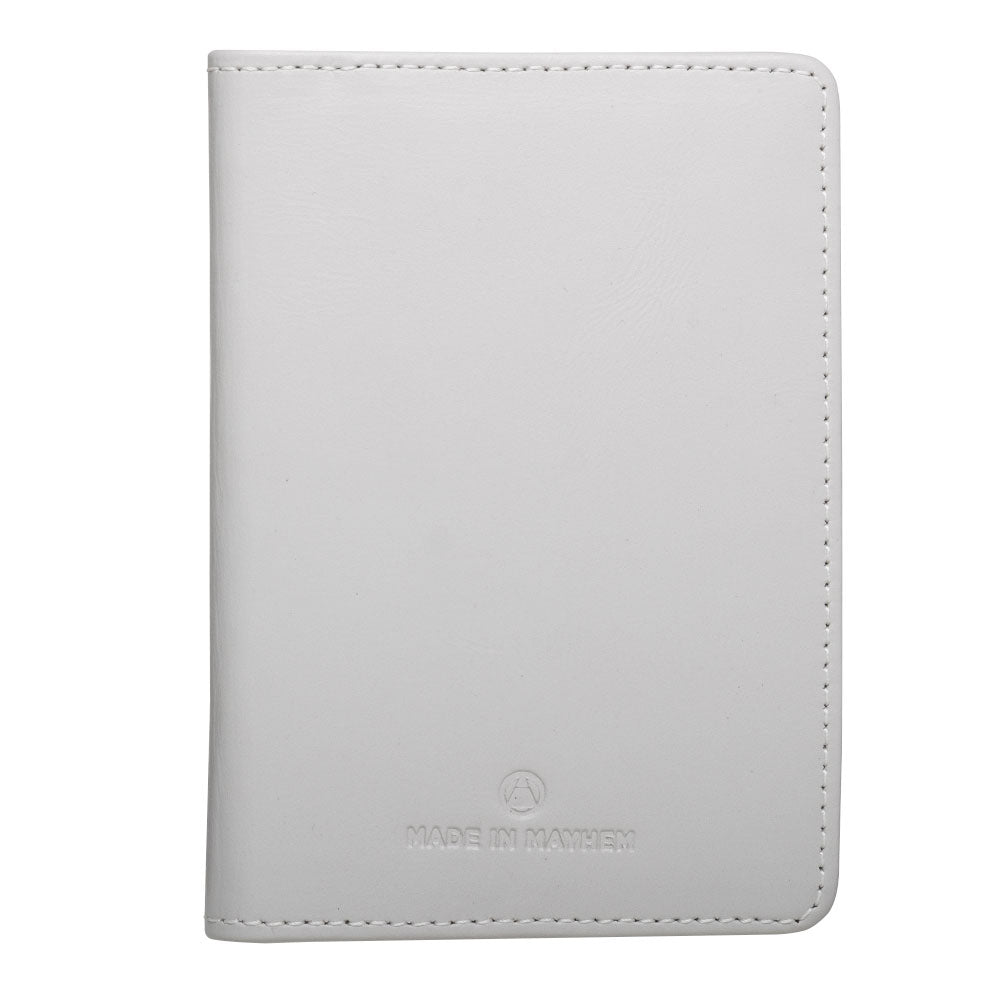 white leather passport cover