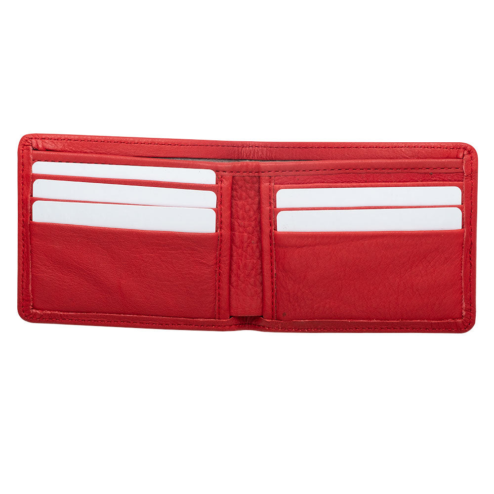 Large red leather wallet for men