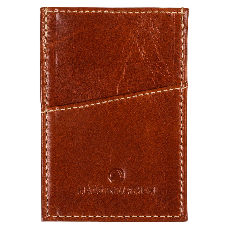 Brown leather minimalist wallet for men