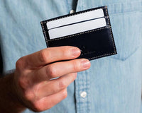 Black leather compact wallet for men