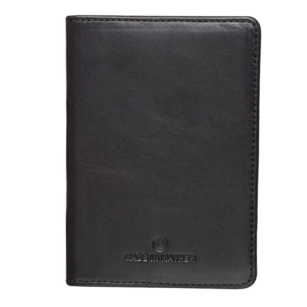 Black leather passport cover for women