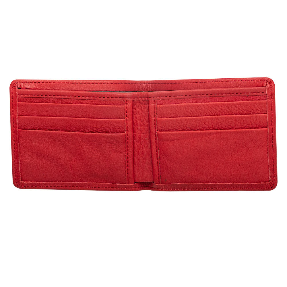 red billfold leather wallet for men