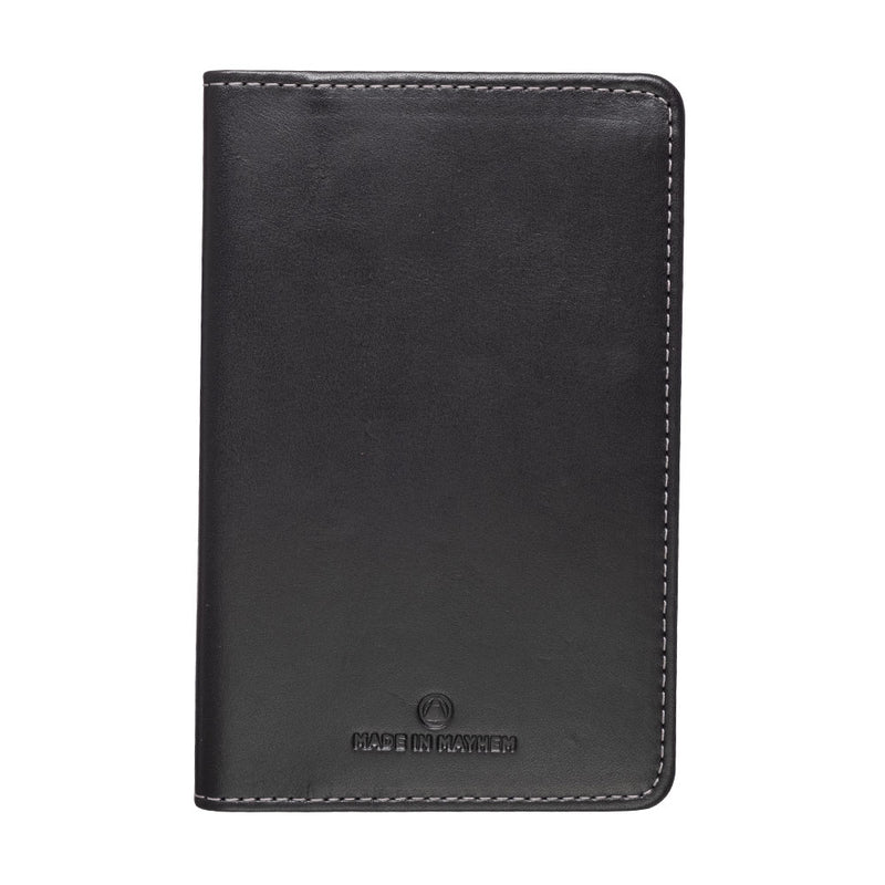Black leather passport cover for men