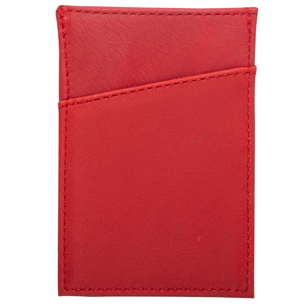 Red leather compact wallet for men