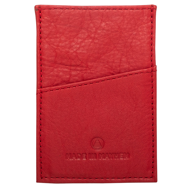 Red leather wallet for minimalist men