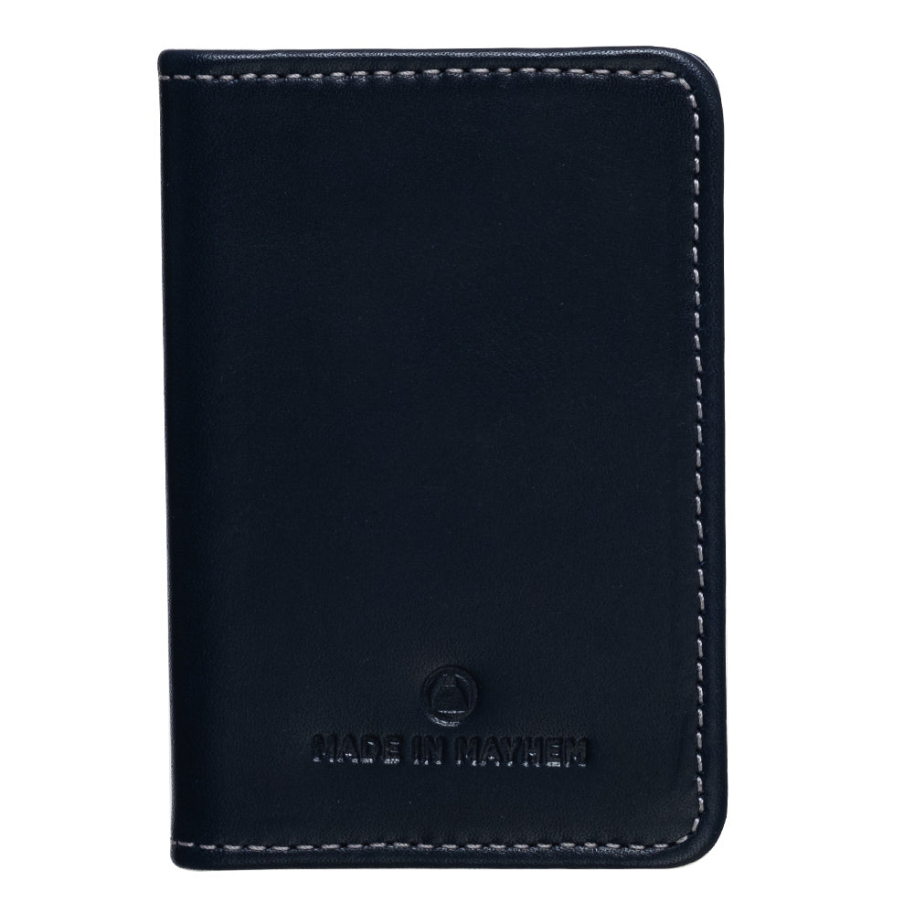 Blue leather bifold wallet for men